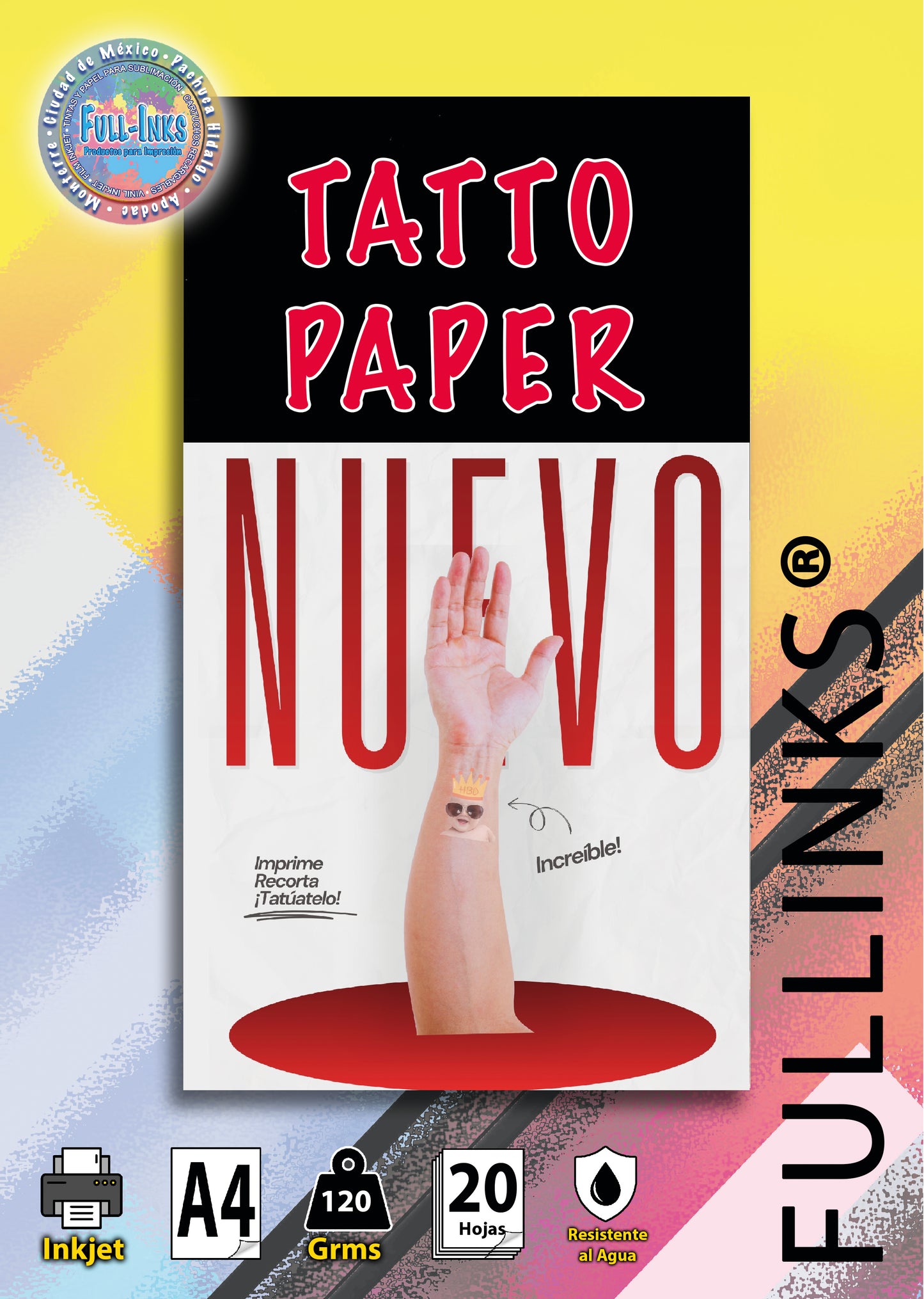 Papel para tuauajes temporales Inkjet Fullinks – Tamaño A4 20 Hojas
