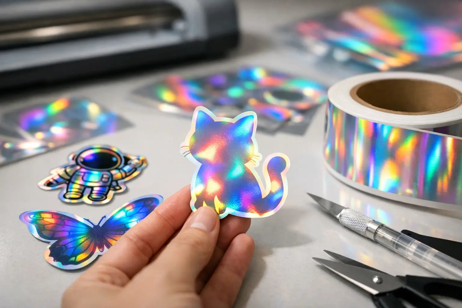 Laminado holográfico para stickers que se venden