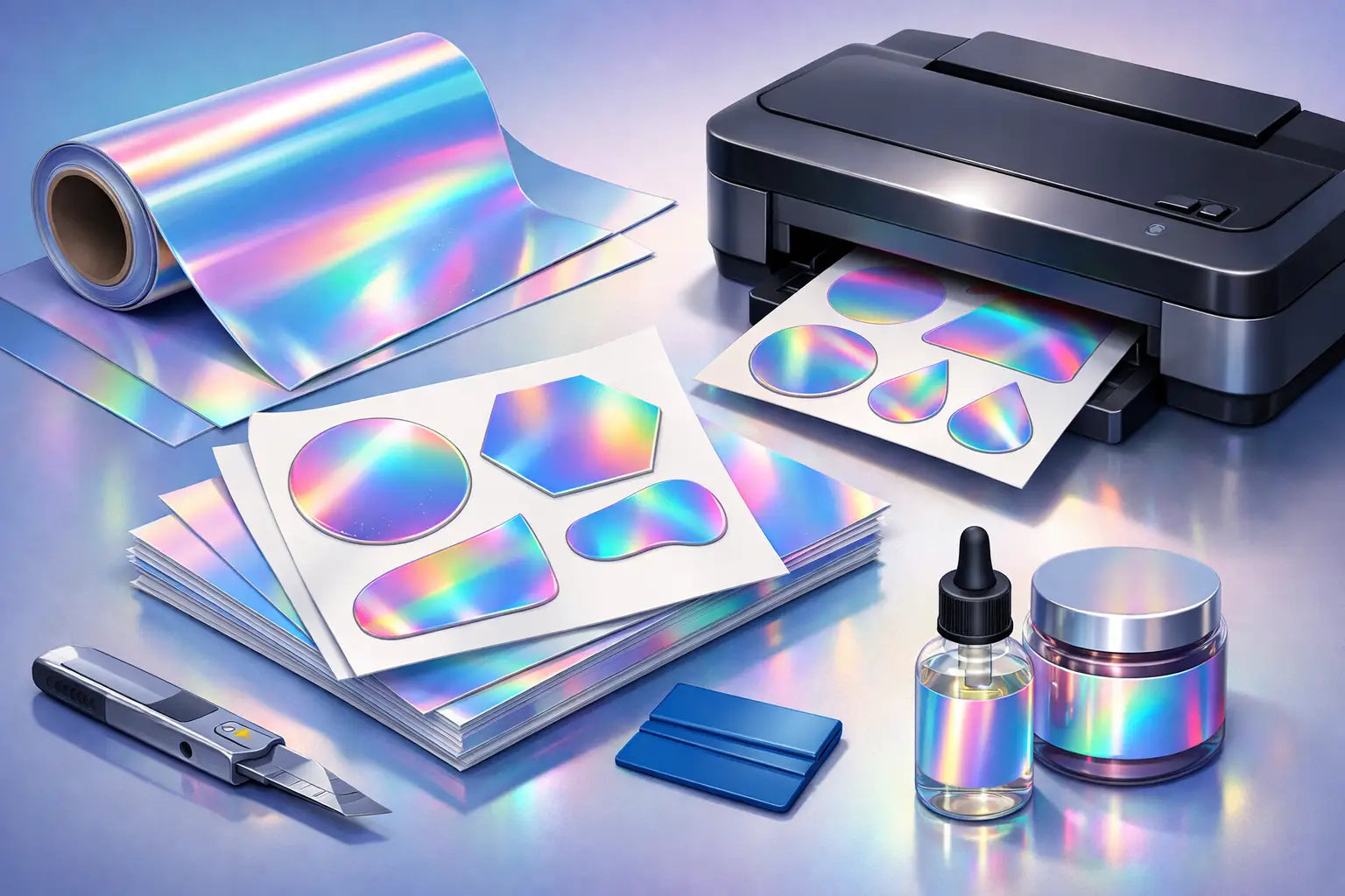 Vinil holográfico imprimible para etiquetas