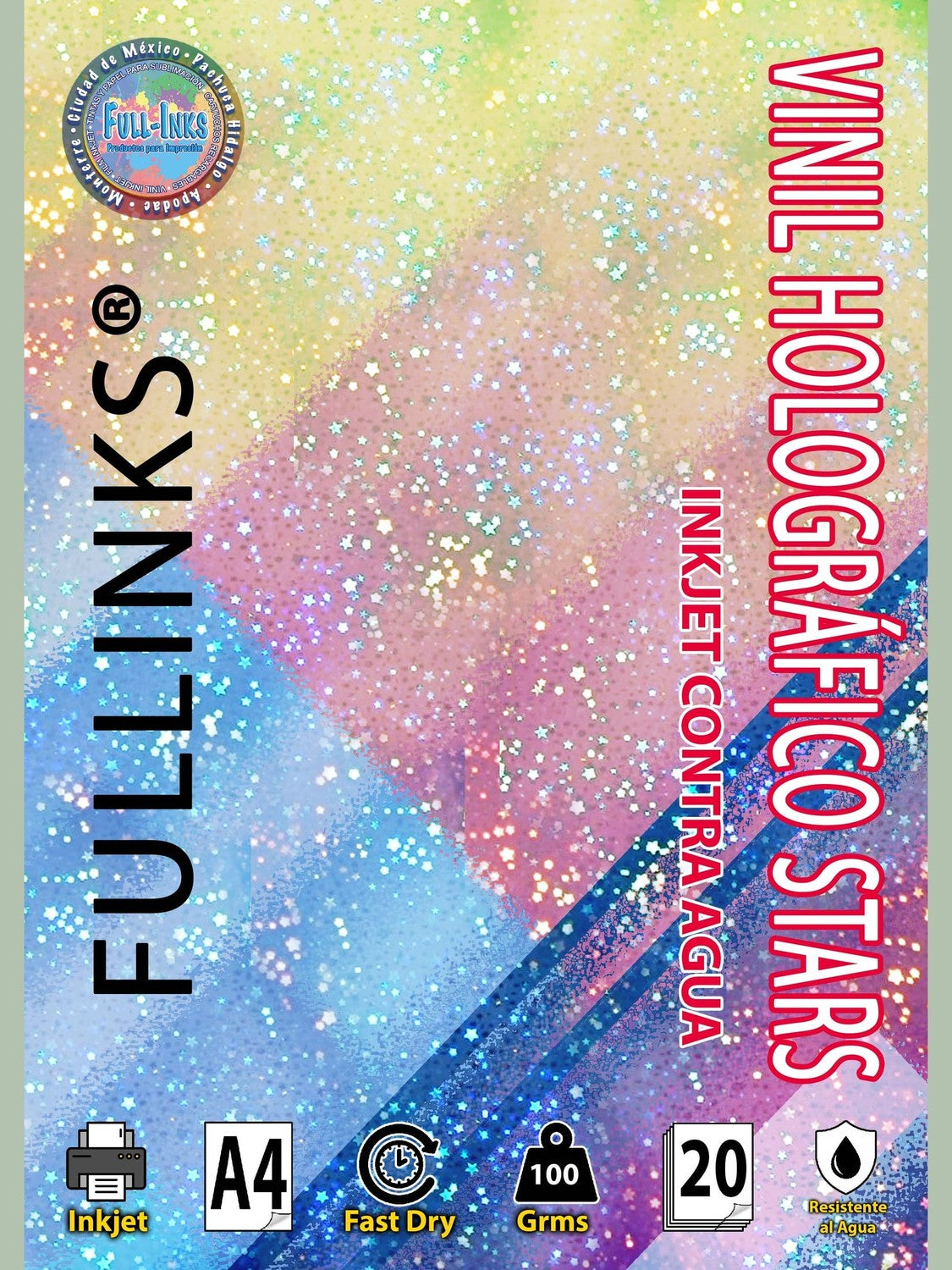 Vinil Inkjet Imprimible Holográfico Stars 21cm x 5mts