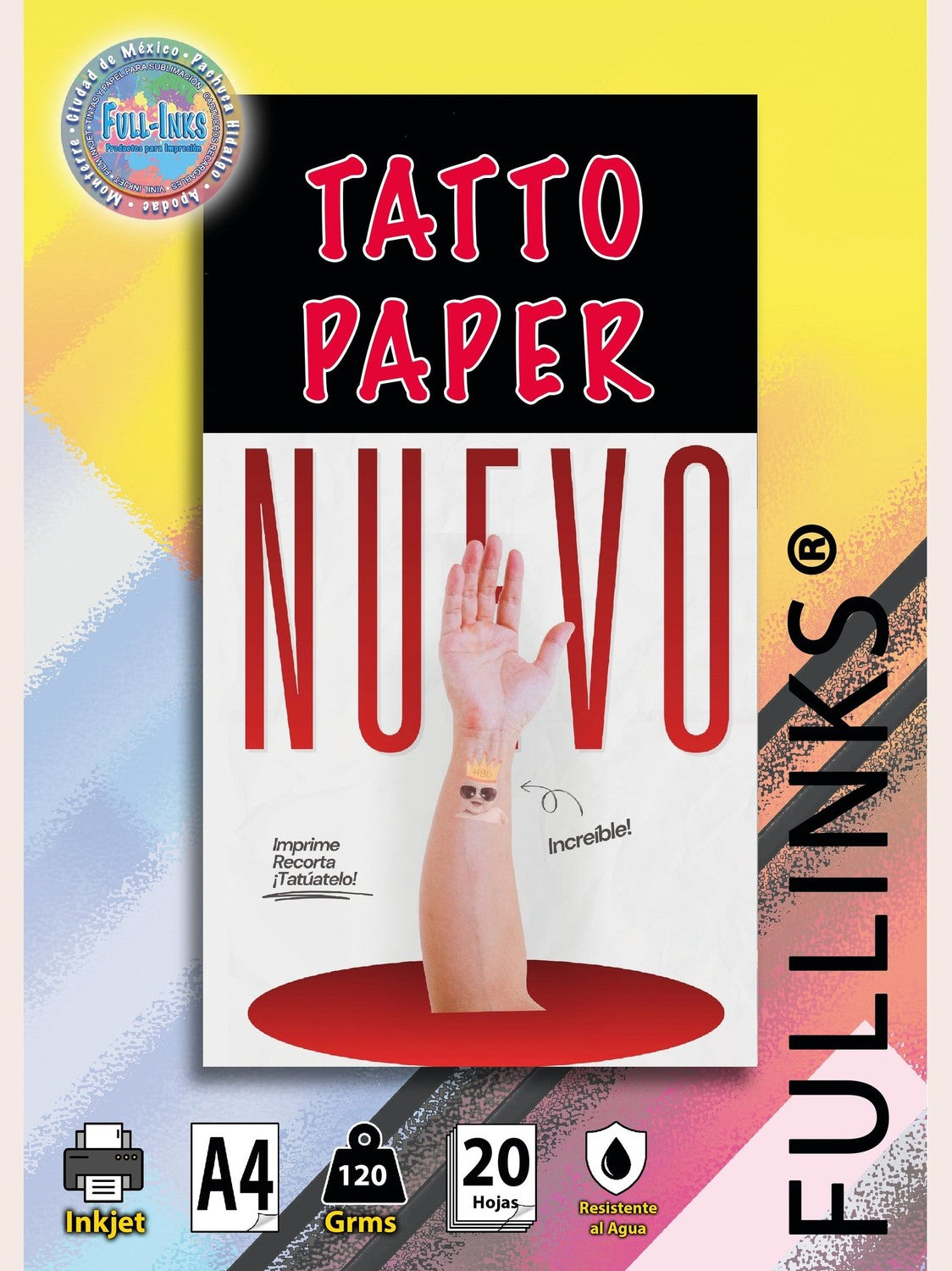 Papel para tatuajes temporales Inkjet Fullinks – Tamaño A4