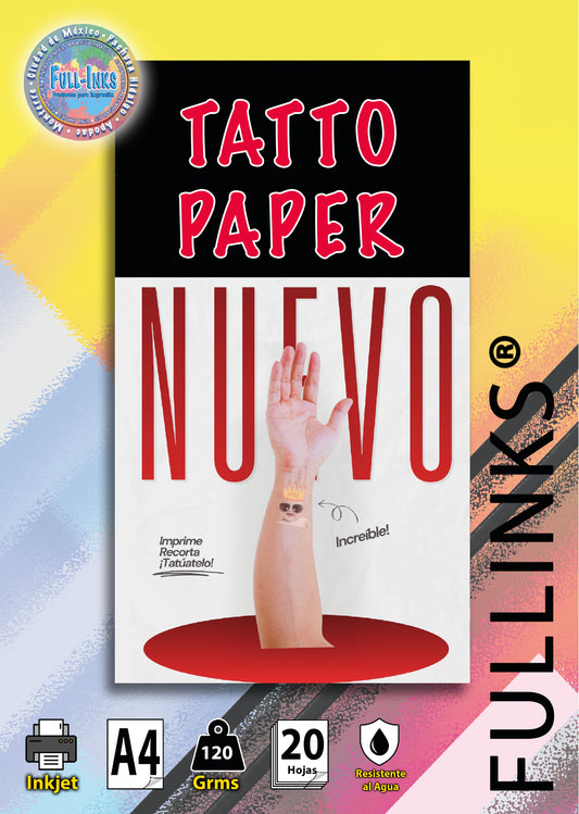 Papel para tuauajes temporales Inkjet Fullinks – Tamaño A4 20 Hojas